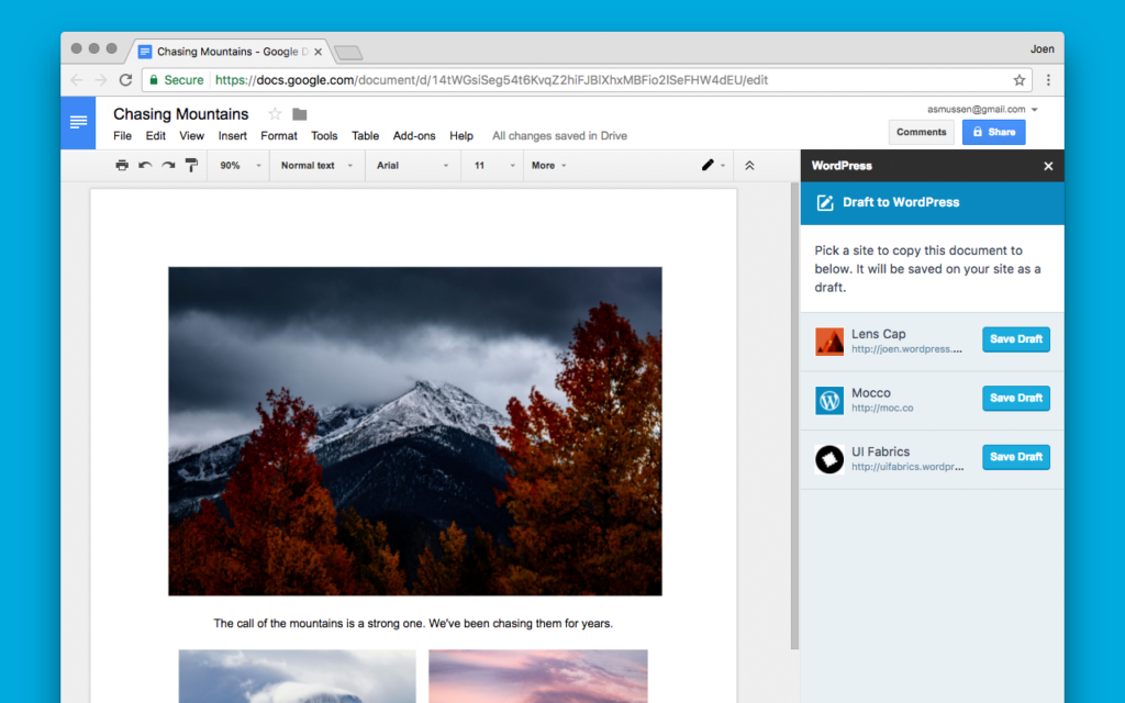 WordPress.com for Google Docs add-on