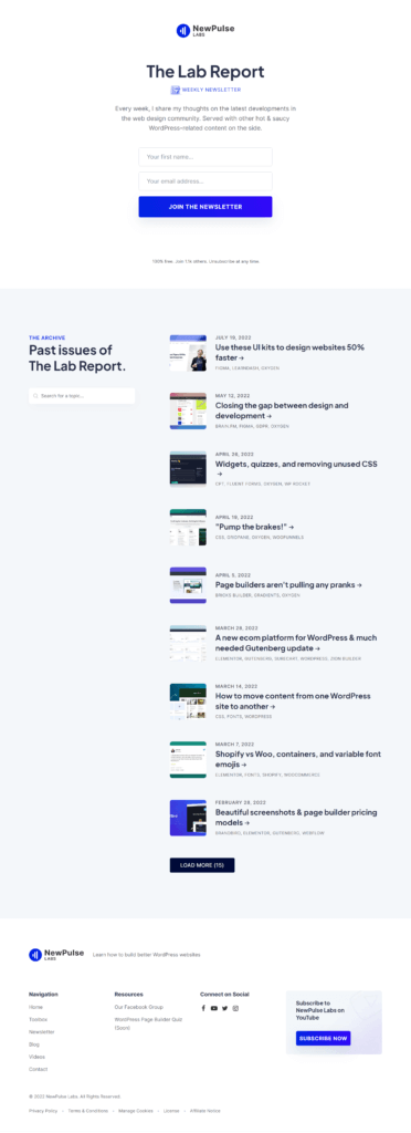 The Lab Report WordPress Newsletter NewPulse Labs