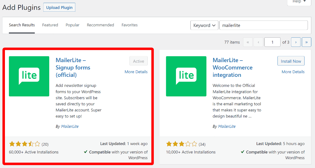 MailerLite plugin