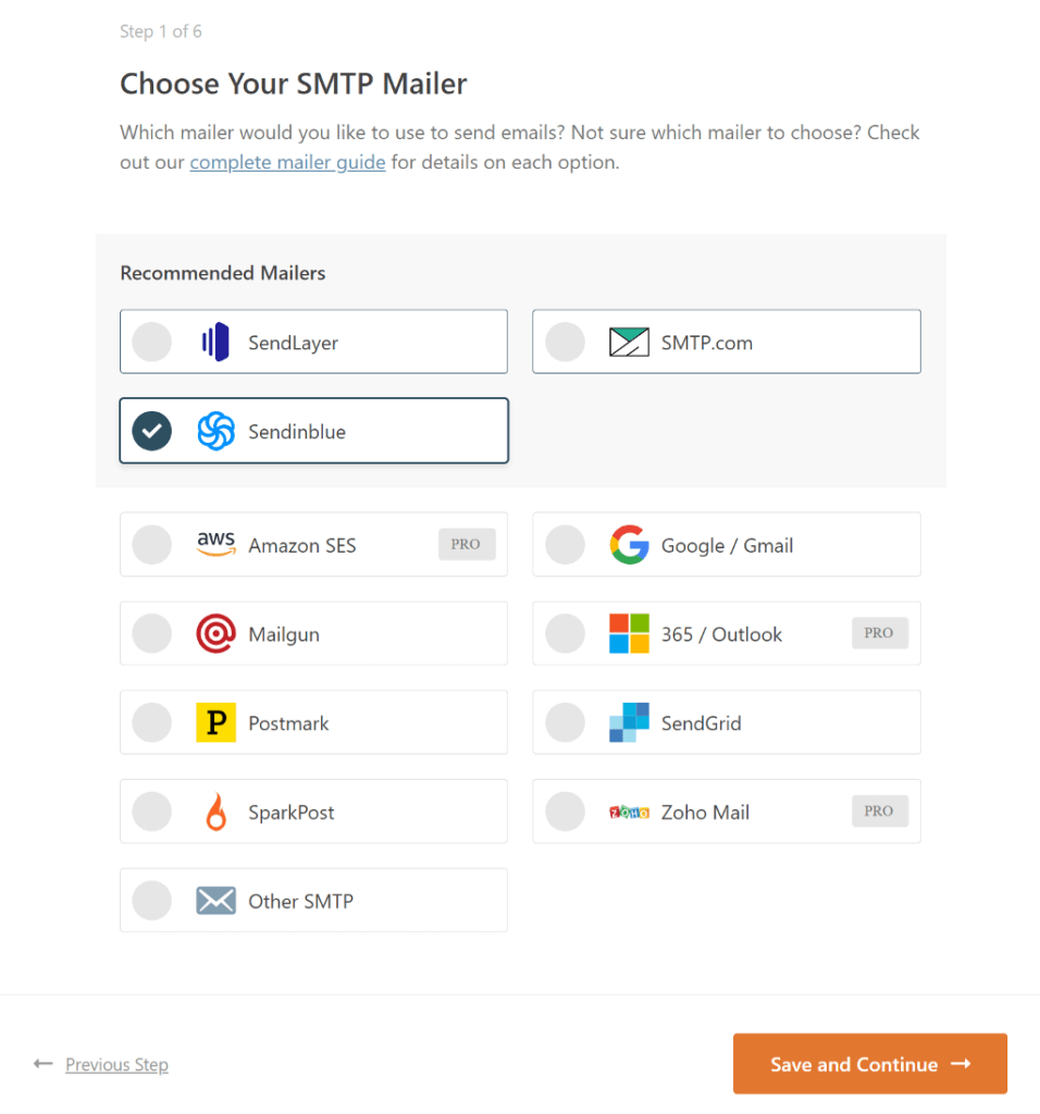 choose the SMTP mailer