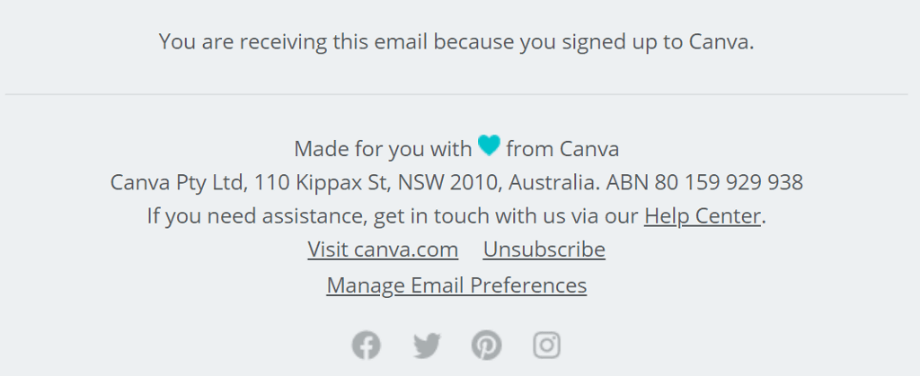 Canva newsletter footer as an example
