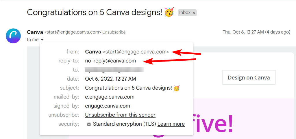 canva using no reply email address for response