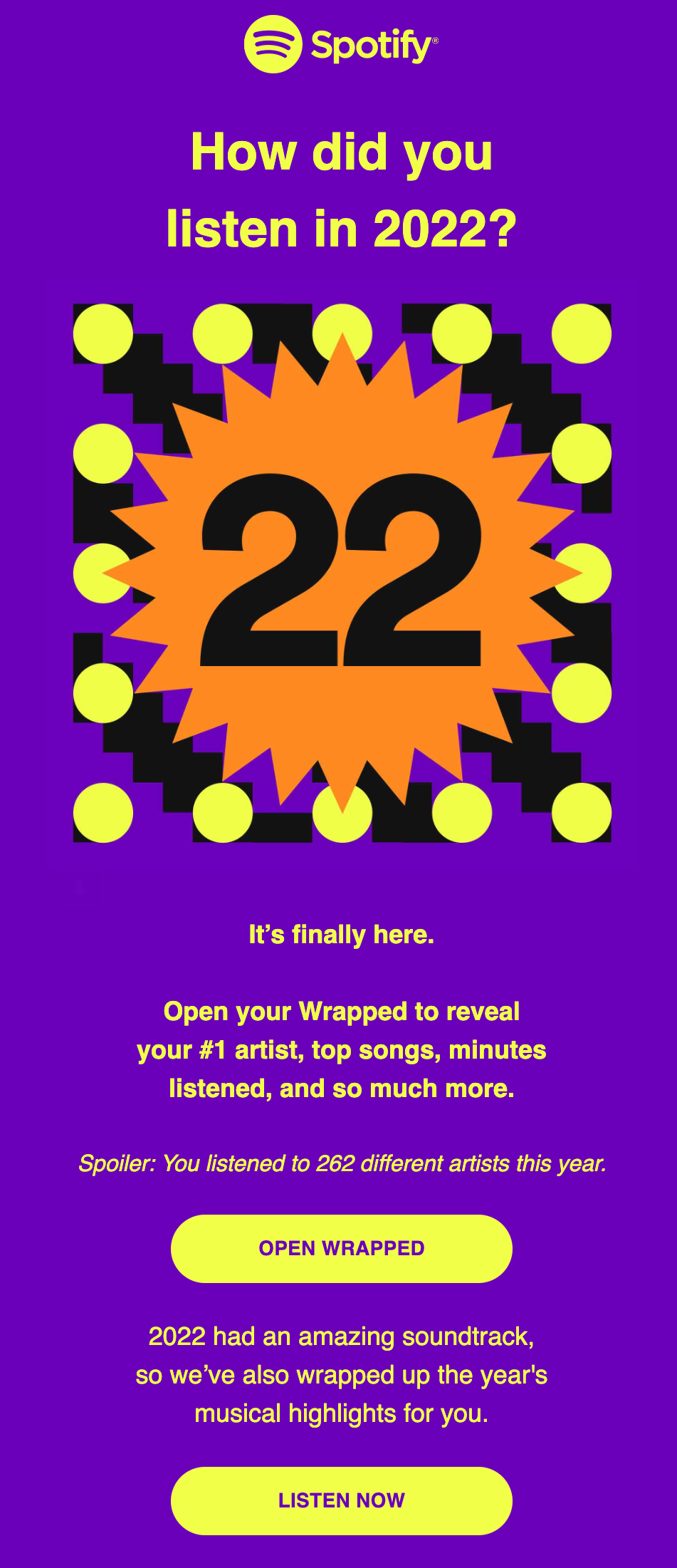 Spotify wrapped email