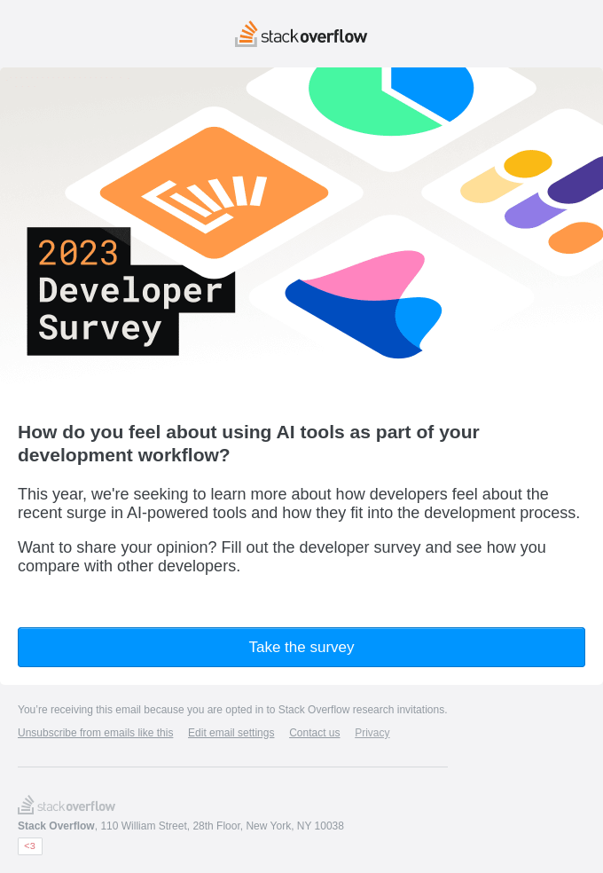 Survey email stack