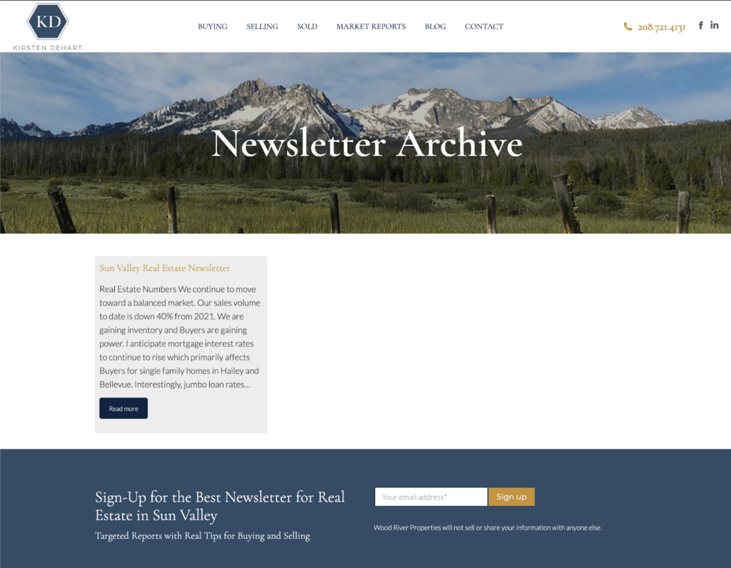 newsletter archive of Wood River Properties