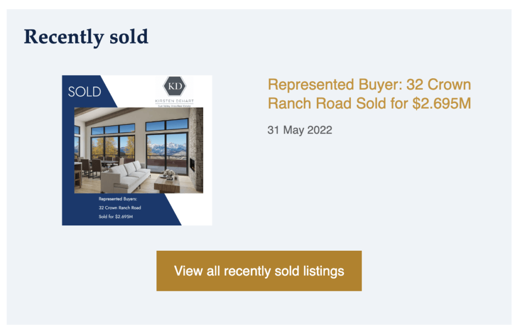 recently sold listing section