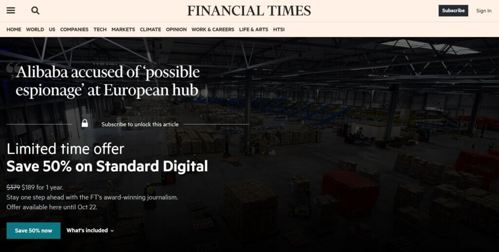 Financial times paywall