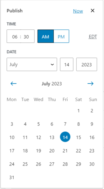 Scheduling the day date and time for a newsletter