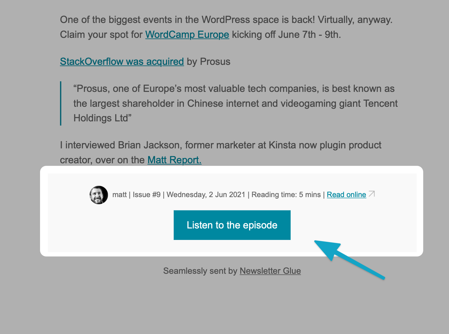 The WP Minute example button