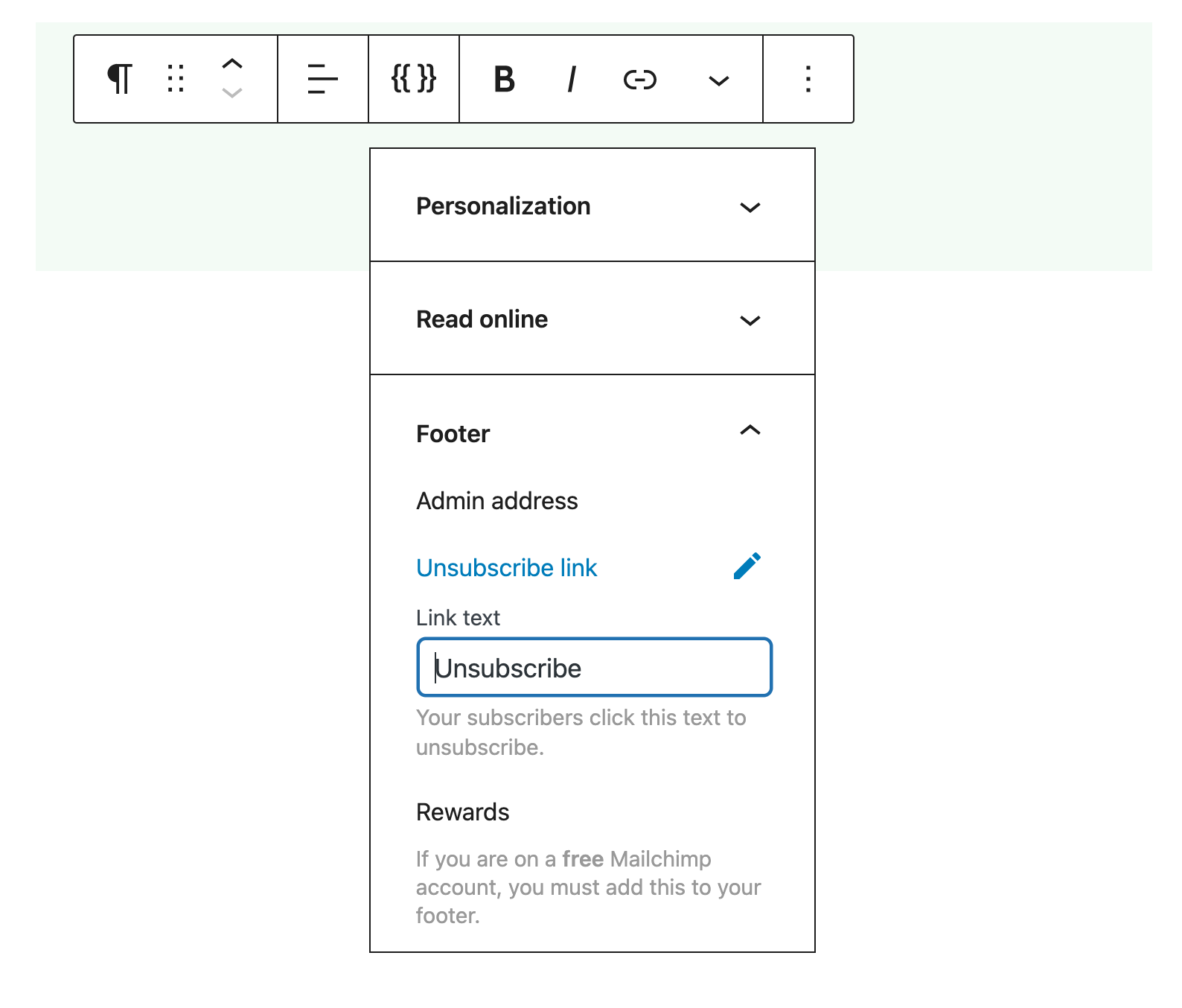 Creating custom email footer mergetags