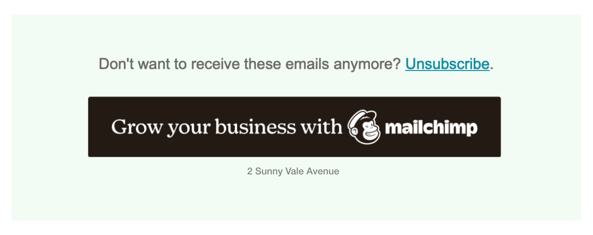 Preview of custom Mailchimp footer