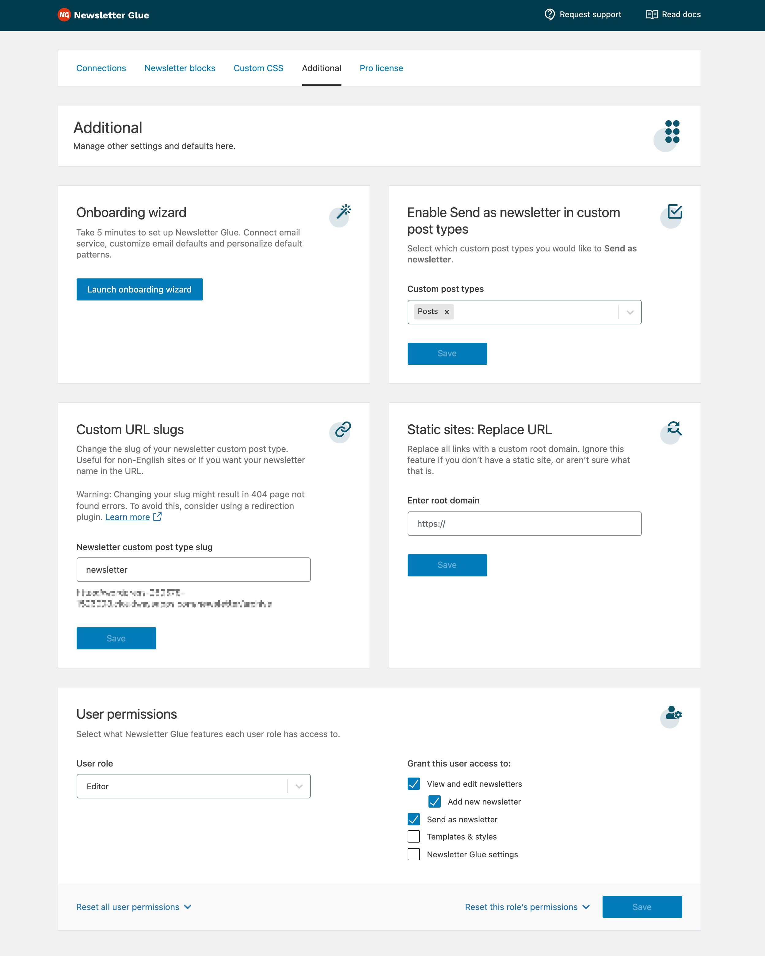 Newsletter Glue v.2 Additional tab
