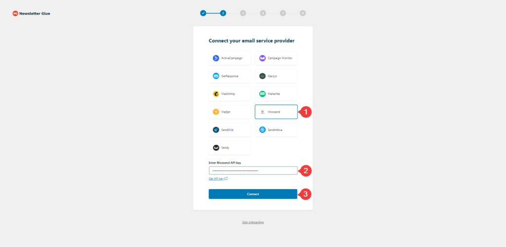 Moosend Integration with WordPress using Newsletter Glue Plugin