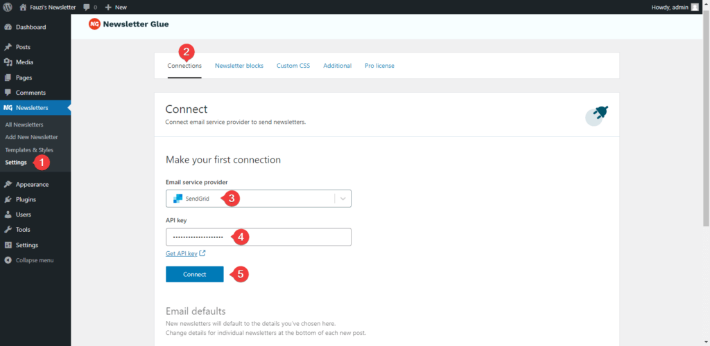 SendGrid Integration with WordPress using Newsletter Glue Plugin