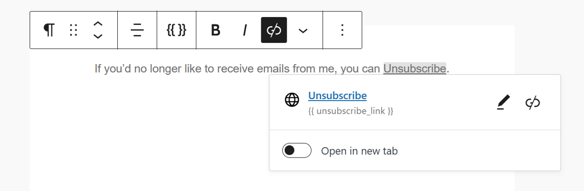 Unsubscribe link in Newsletter Glue