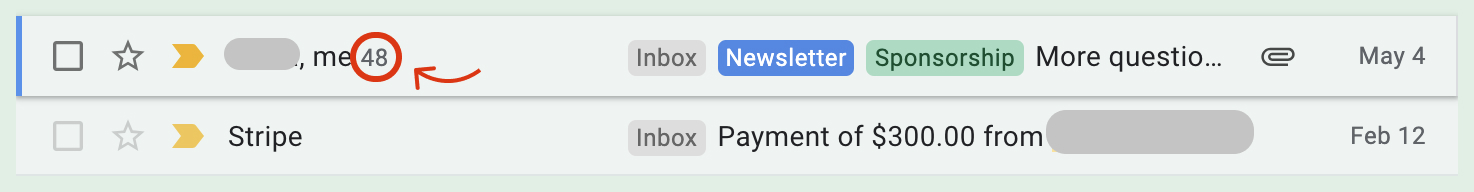 A screenshot of an email inbox, displaying an email thread with 48 replies.